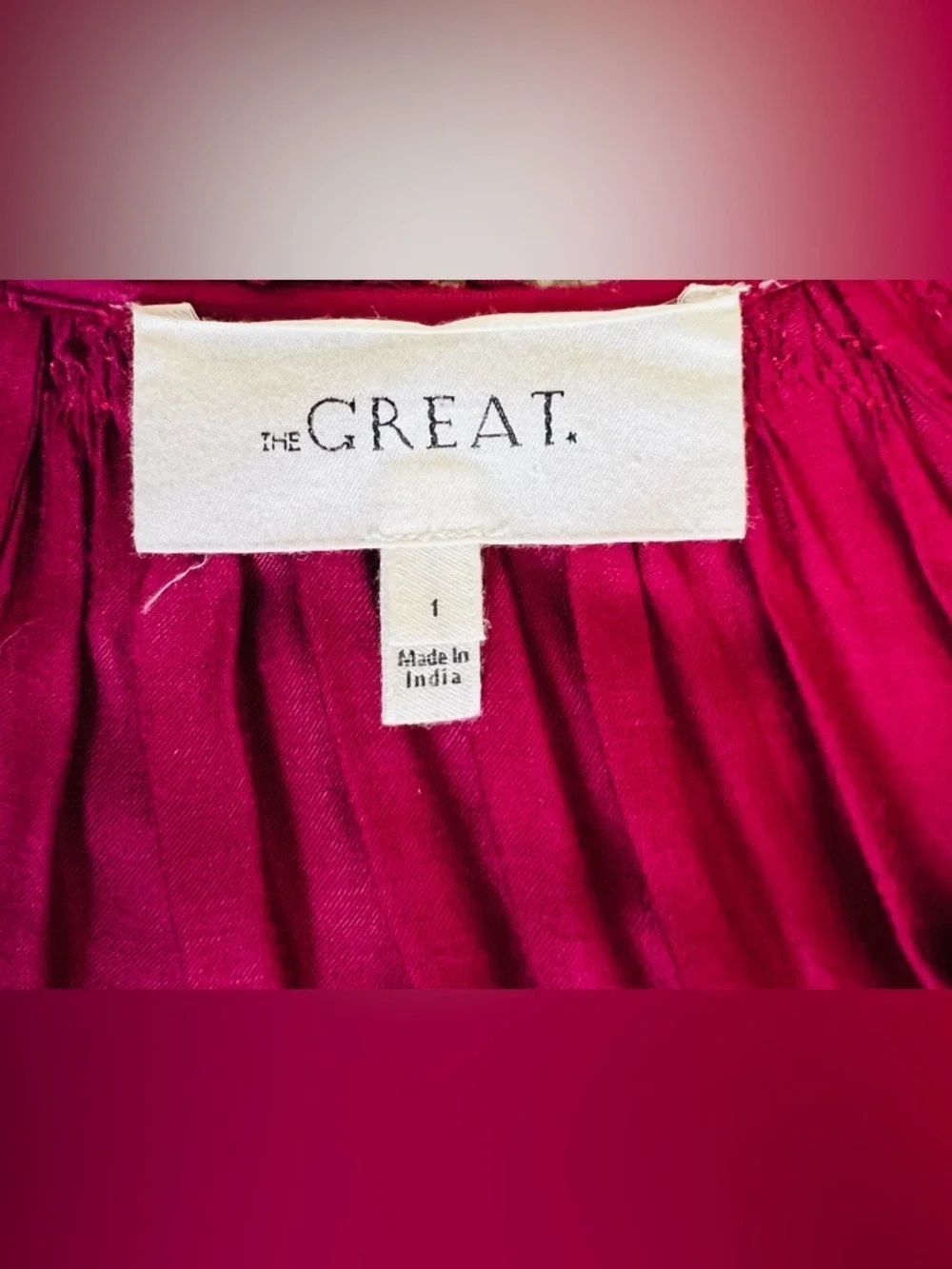 THE GREAT. Ornament Embroidered Dress | Dark red Midi Dress. Size 1 US Small 4-6